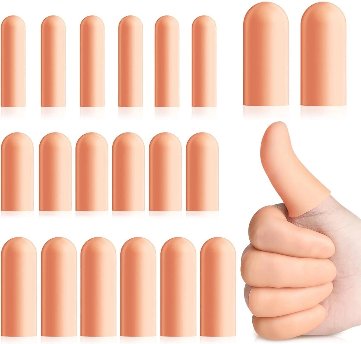 20 Pcs Gel Finger Protectors, Finger Caps Silicone Fingertips Protection, Reusa