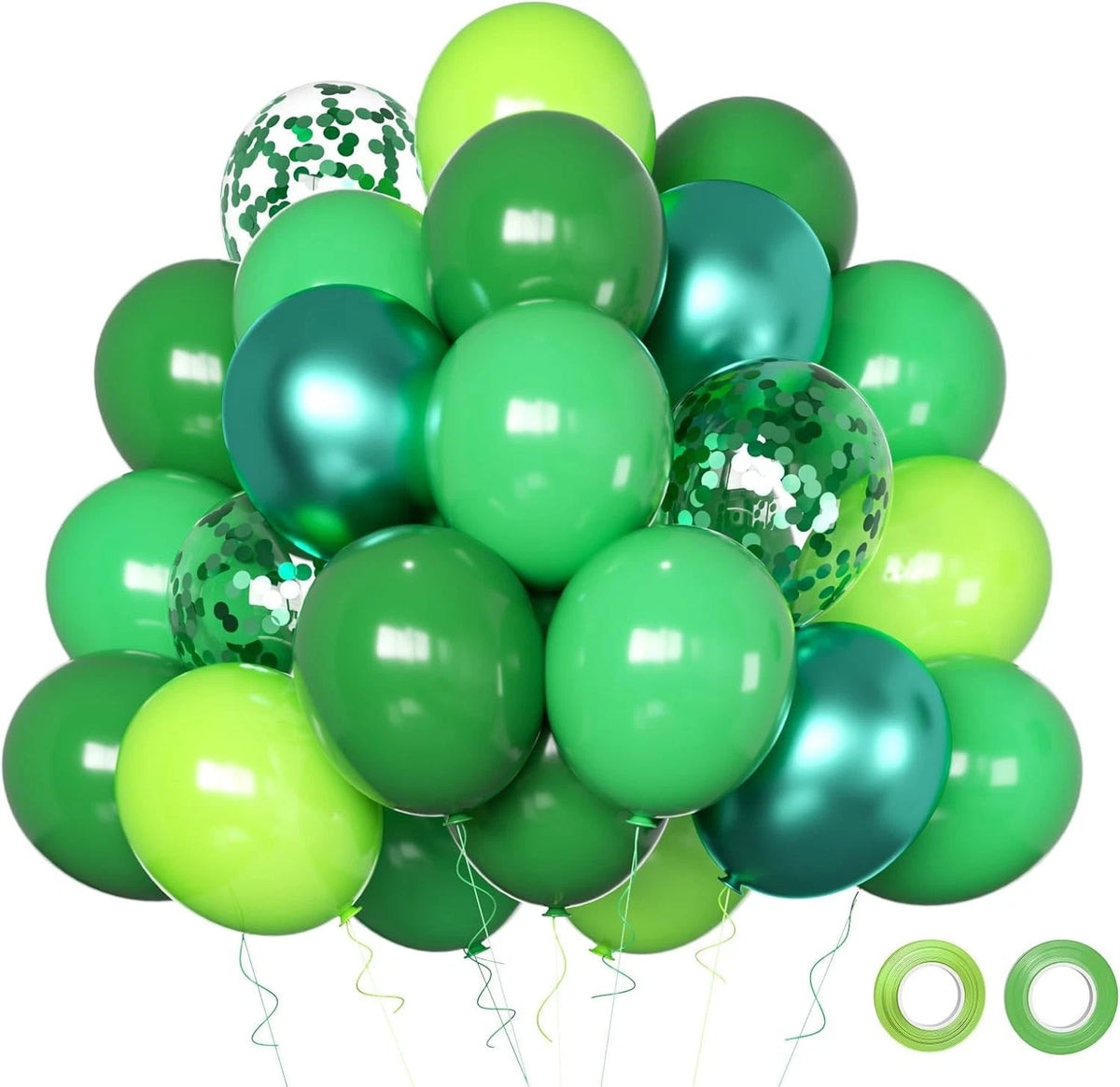 Green Balloons, 50pcs 12 Inch Different Shades Dark Green Balloons Green Latex
