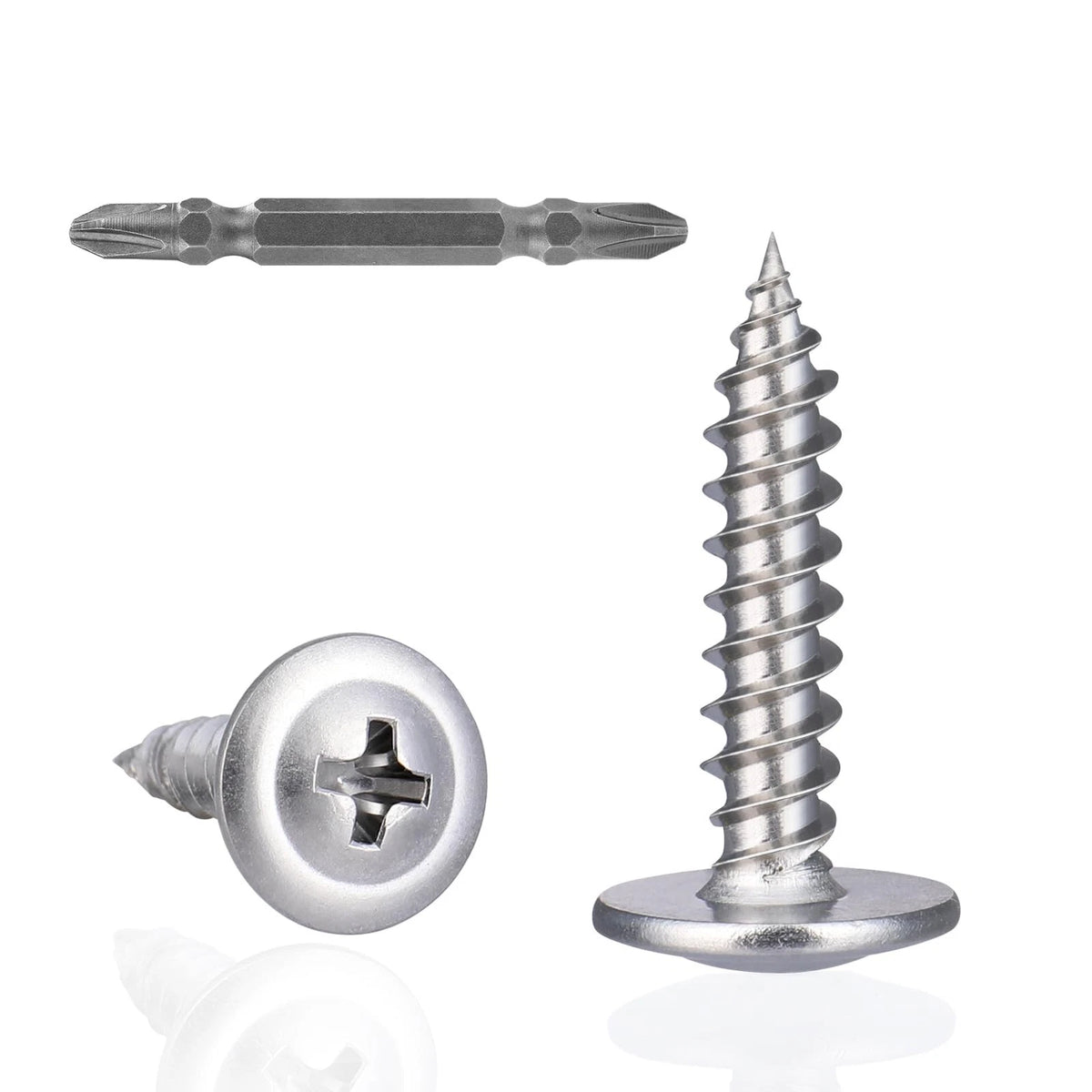 150Pcs #8 X 1 Inch Wood Screws Phillips Modified Truss Head Stainless Steel 410