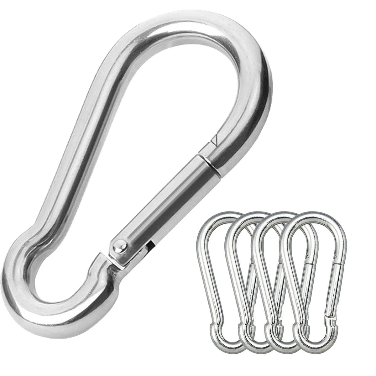 5PCS 3.15in Large Carabiner Clip, Stainless Steel 5Pcs 3.15 Inch, silver
