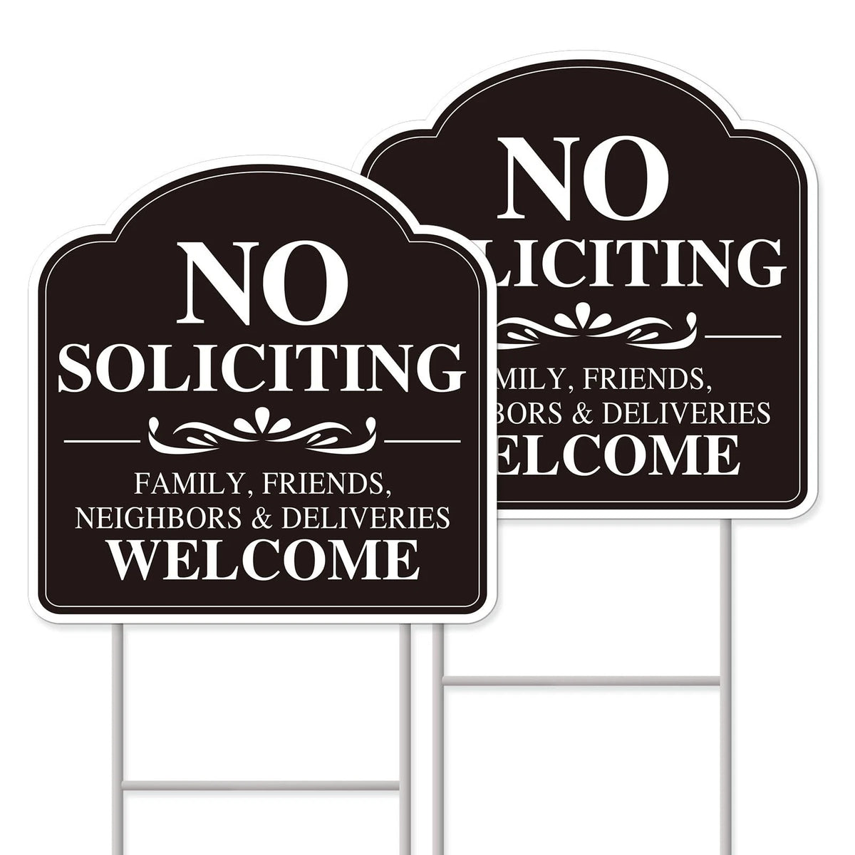 GXGGUS No Soliciting Sign for House, No Soliciting Yard Sign, 2-Pack 12x12 Do...