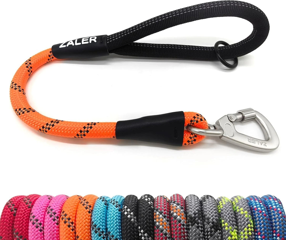 ZALER Short Dog Leash, 18 Inches Rope Traffic Leashes for Dogs, Reflective Dog L