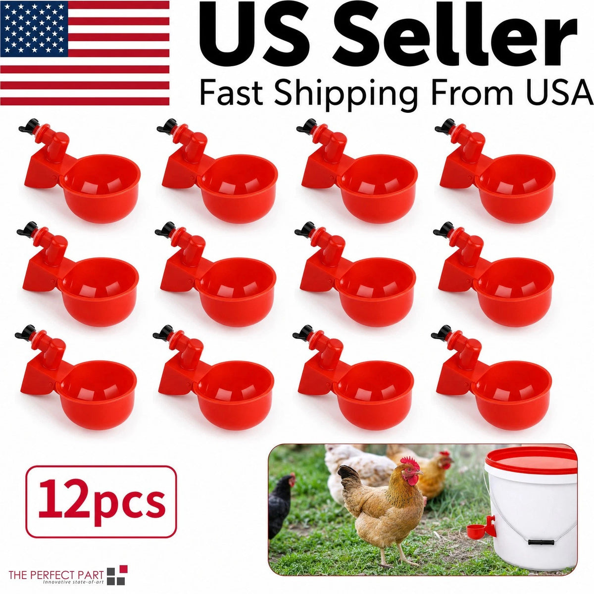 12PCS Chicken Automatic Watering Cups Drinker Waterer for Duck Quail Hen Poultry
