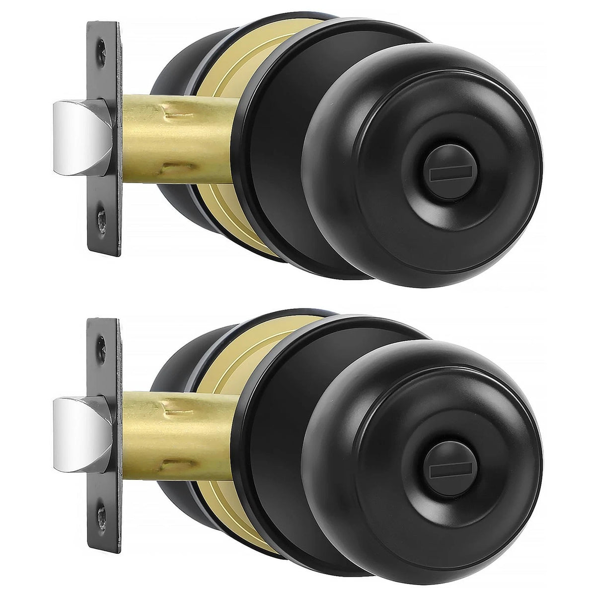Privacy Door Knobs, 2 Pack Matte Black Door Knobs with Lock, Bed and Bath Door