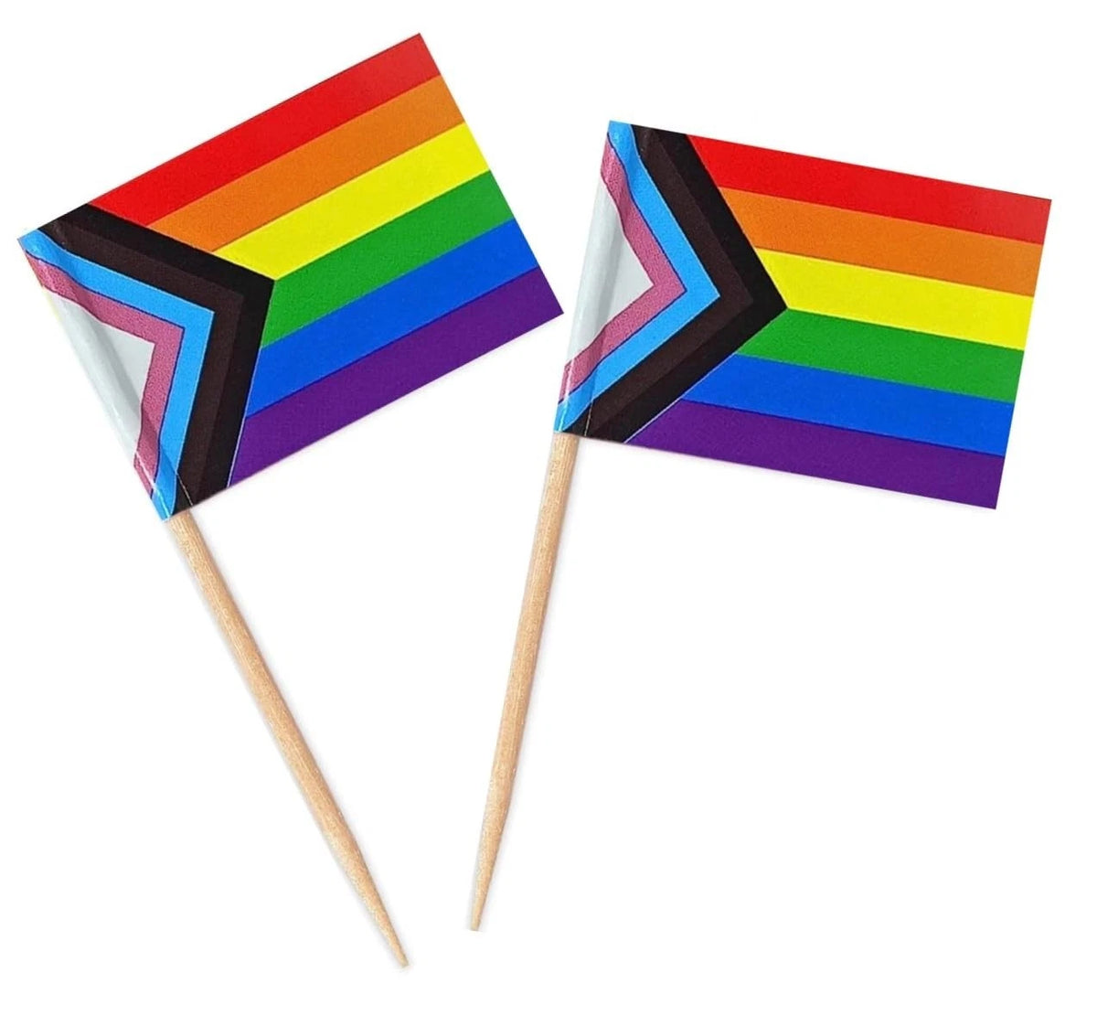 Progress Pride Rainbow Flag Toothpicks (100-Pack) - LGBTQ+ Pride Party Decor & F