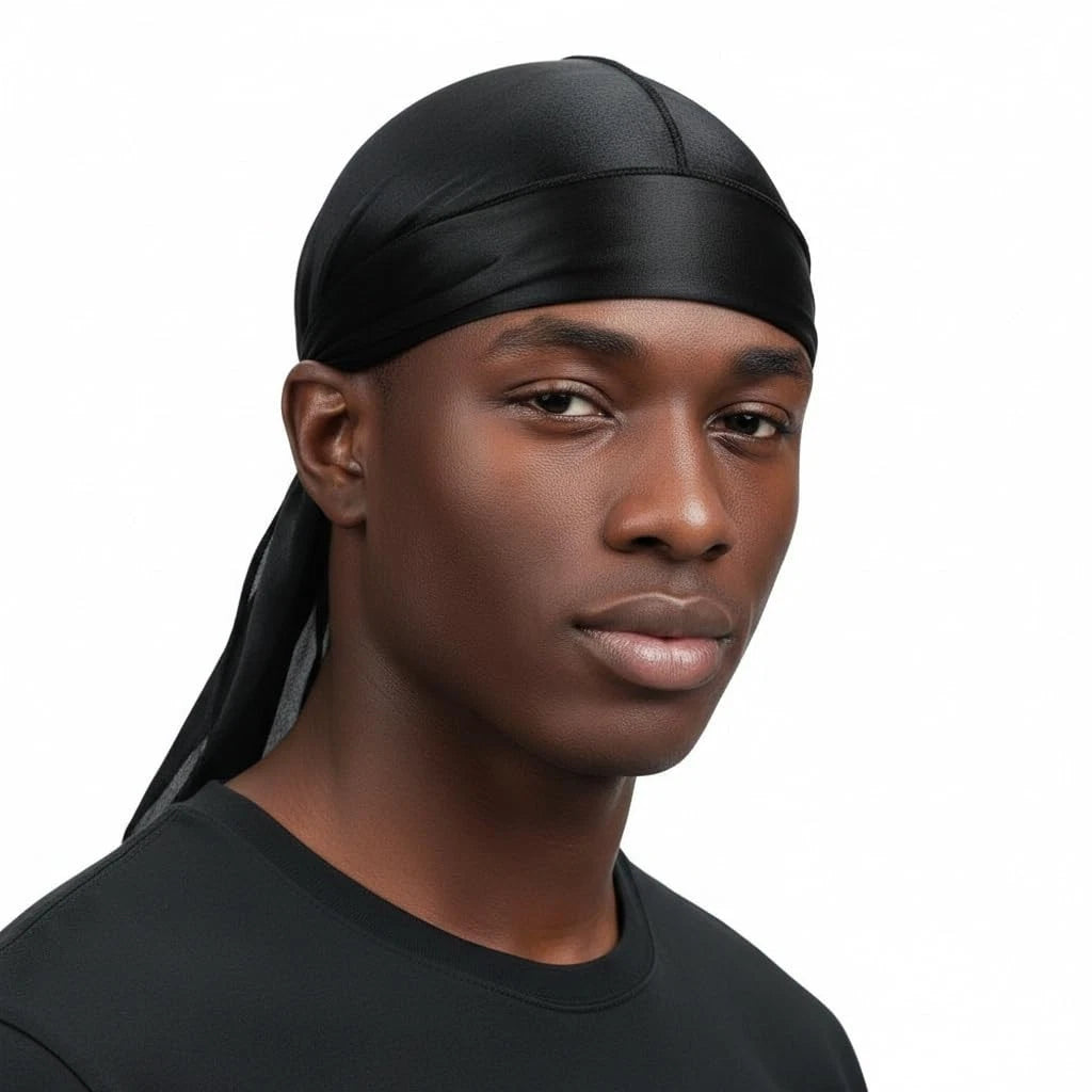 Silky Satin Durag for Men Women Silk Durags Satin Du Rags Long Tail Do Rag Cap D