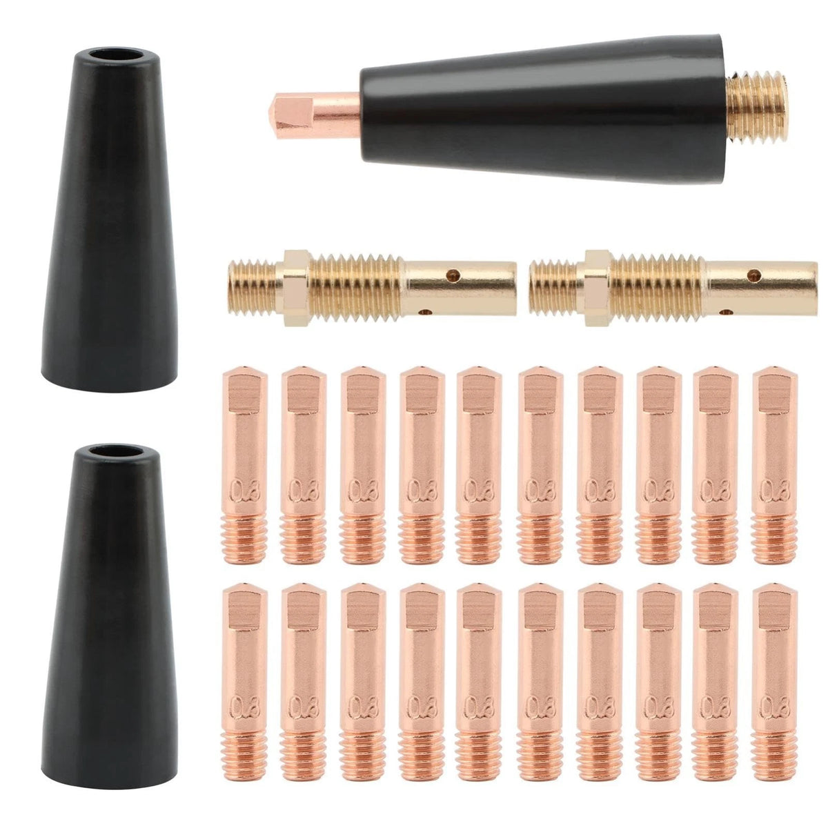24PCS MIG Welding Contact Tips Kit KP1939-1 Flux Core Gasless Nozzle 0.035