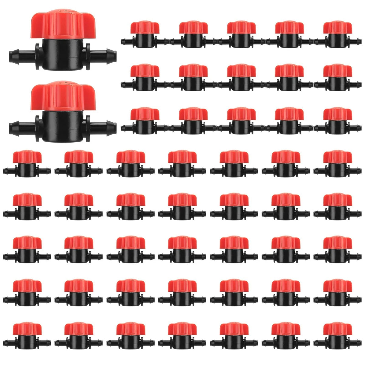 50 Pcs 1/4 Inch Barbed Shut off Valve Drip Irrigation Tubing Coupling Valve Univ