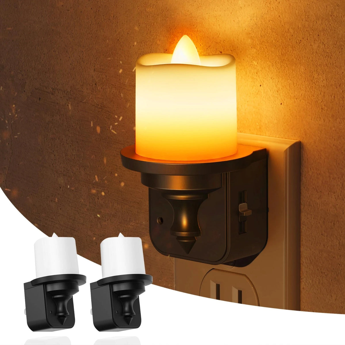 Candle Night Light, Amber Night Lights Plug into Wall, Flameless Candle Nightli