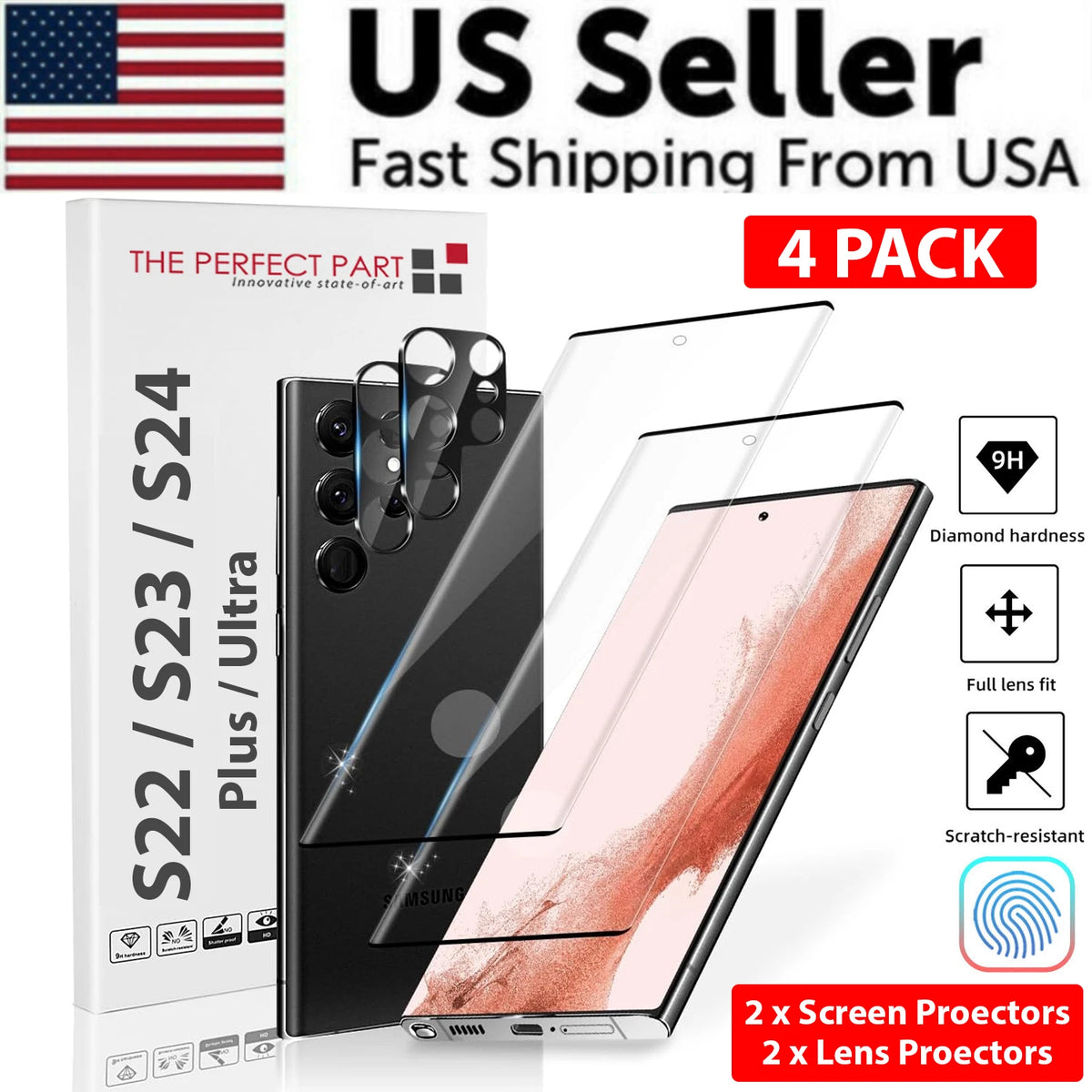 For Samsung S24 S23 S22 Ultra Plus Tempered Glass Screen Protector Lens Hydrogel