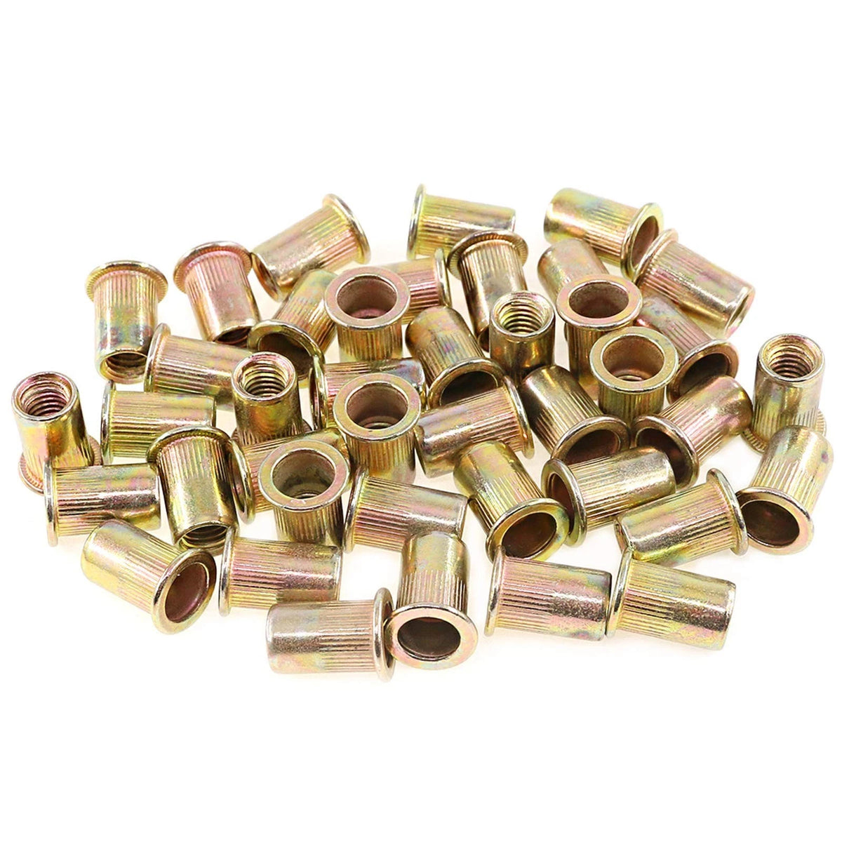 100 Pcs M8 Metric Zinc Plated Carbon Steel Rivet Nut Flat Head Threaded Insert