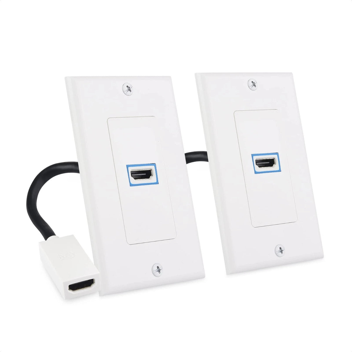 2-Pack 1-Port 8K HDMI Wall Plate, to connect any HDMI cable at wall-White