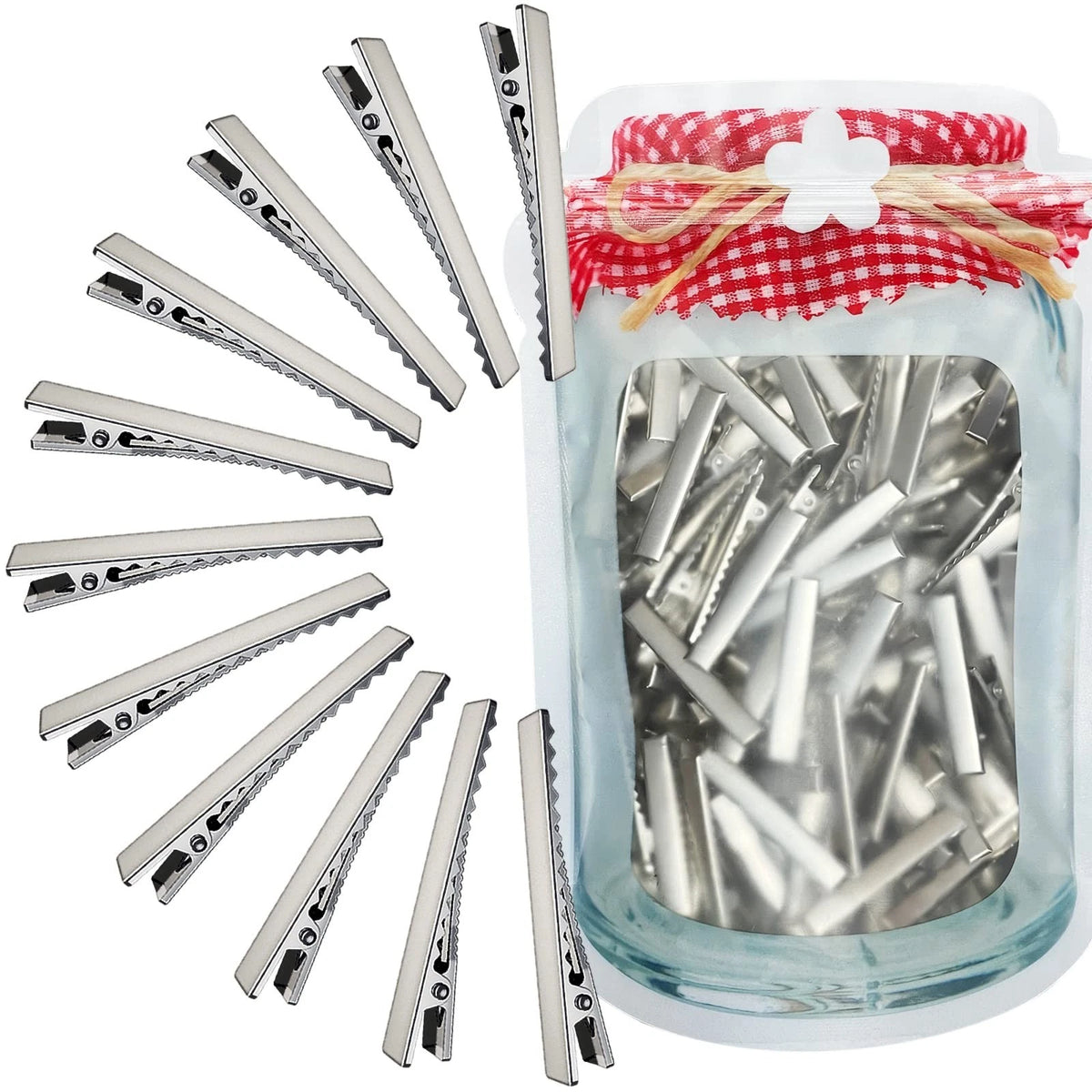 Hair Clips for Hair Bows, 150Pcs Alligator Metal Clip (4.5cm/1.77