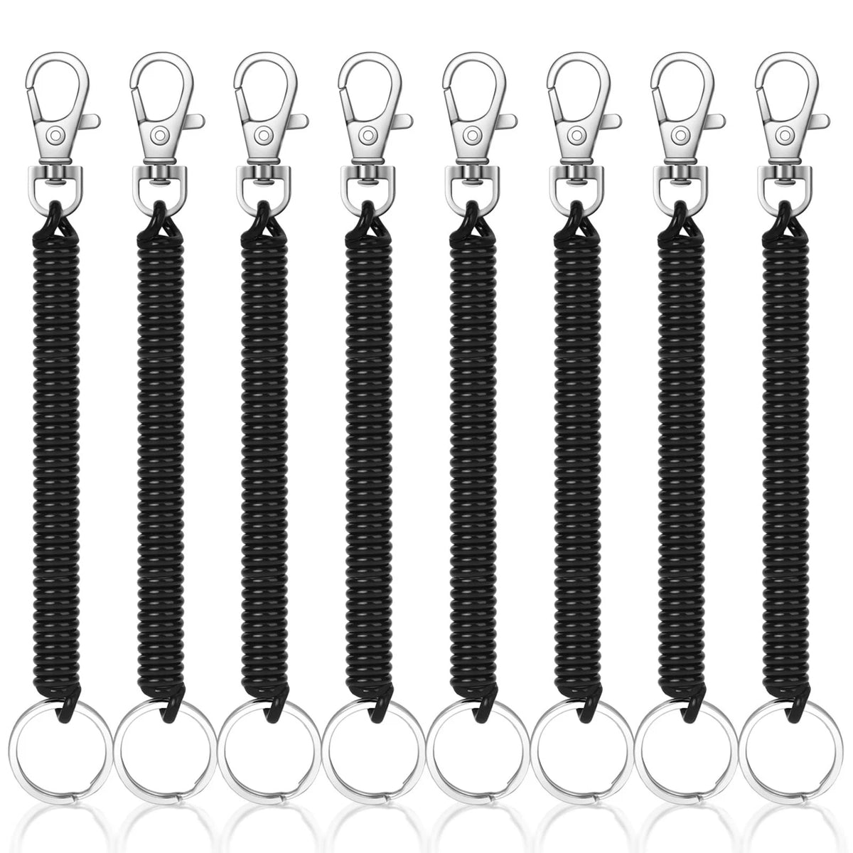 8PCS Retractable Coil Spring Keychain Spiral Cord Coil Keychain Holder Cell P...