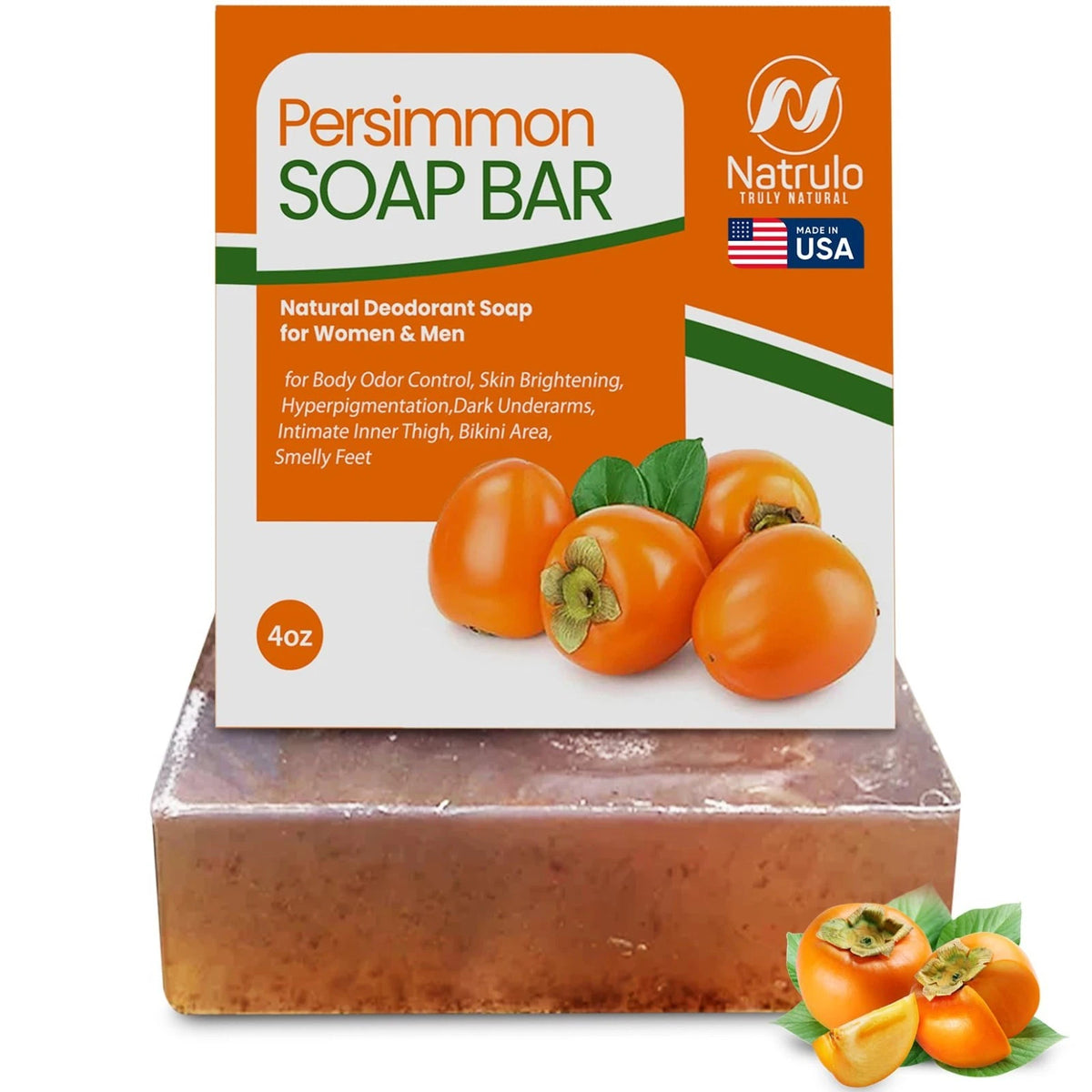 Natrulo Persimmon Soap Bar for Body Odor Control ?? Purifying Deodorizing Body