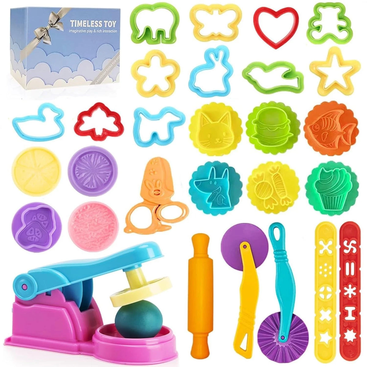 Dough Tools Play for Kids- Toy Accessories Include Stamps Cutter Scissor Roller