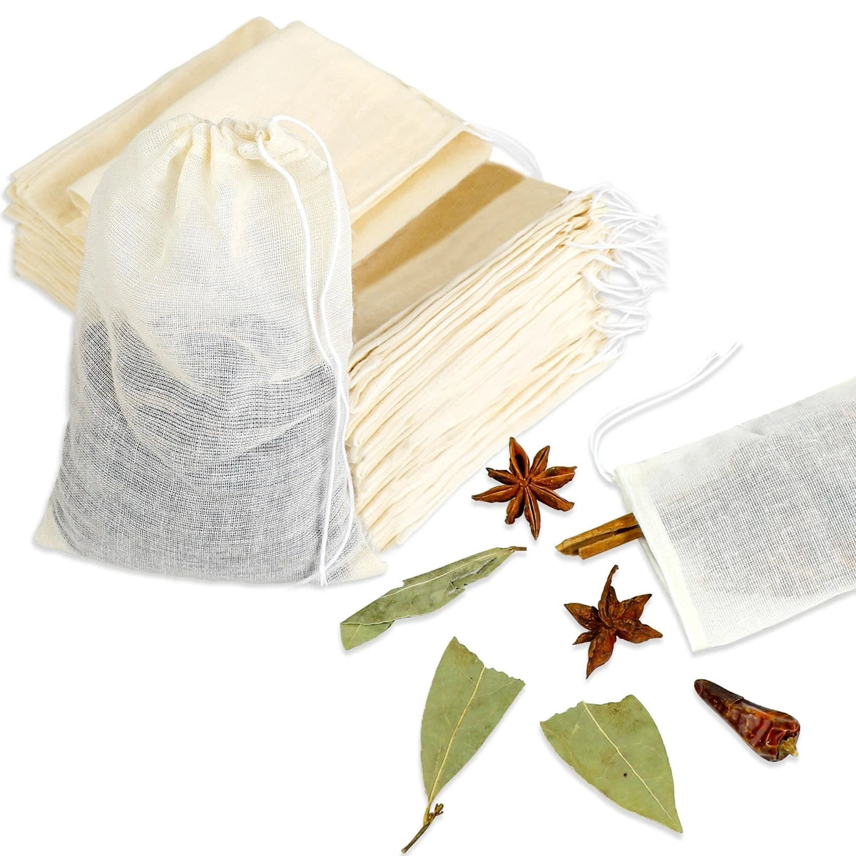 Spice Bags for Cooking, 30PCS Muslin Drawstring Soap Reusable Empty Tea...