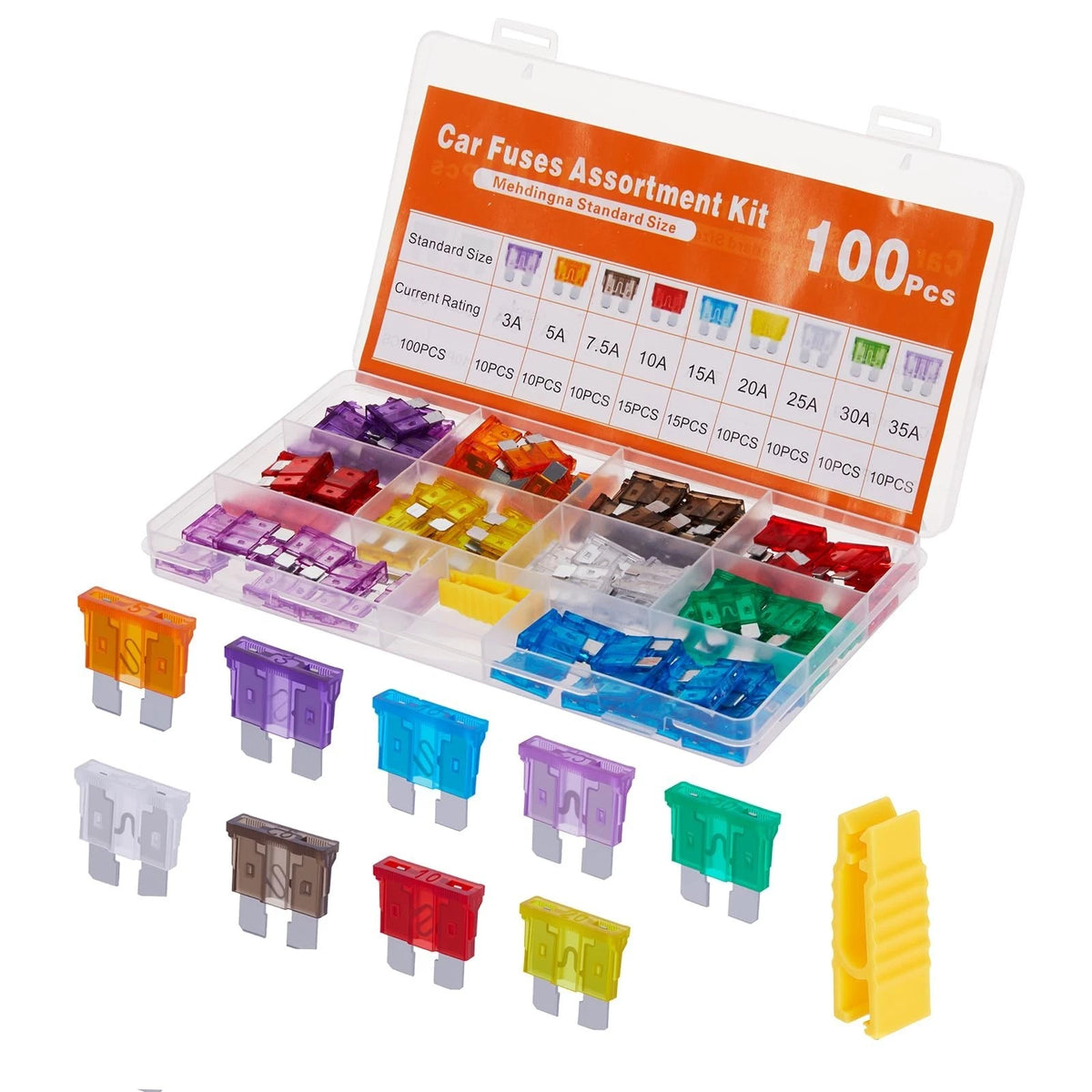 100 Pcs Standard Fuses Kit, Car Fuses Assortment Kit - Standard Size 3A 5A 7....