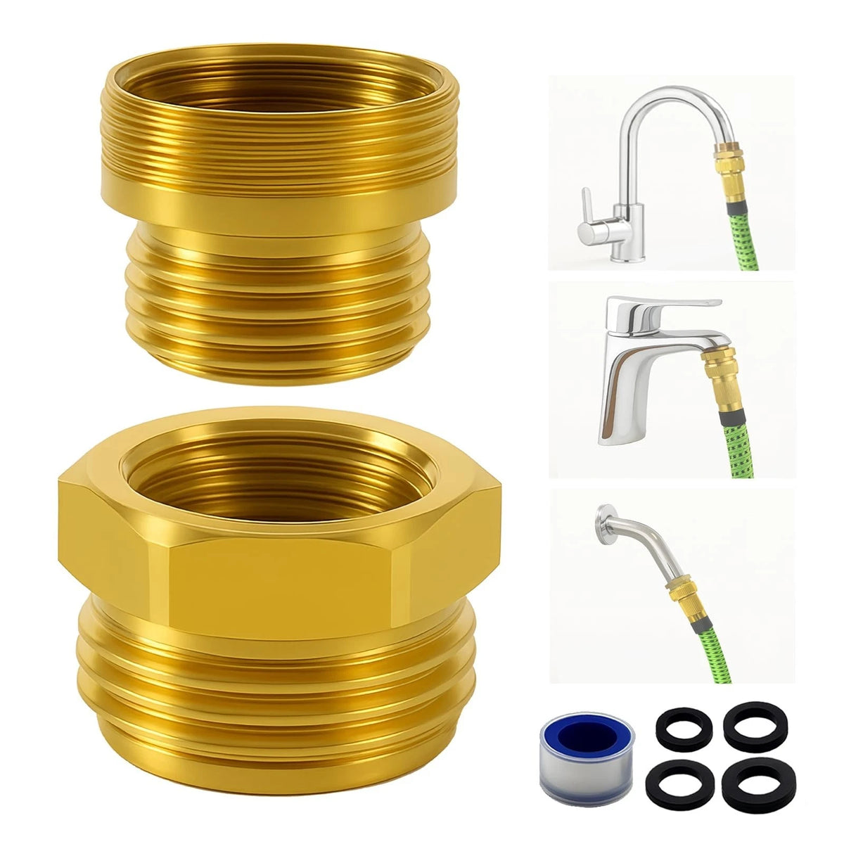 Shower Hose Adapter and Faucet Adapter Kit, Brass G1/2