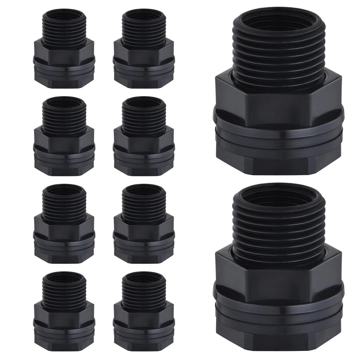 10Pcs1/2Inch Bulkhead Fitting Double Threaded Water Tank Connector Hose Threaded