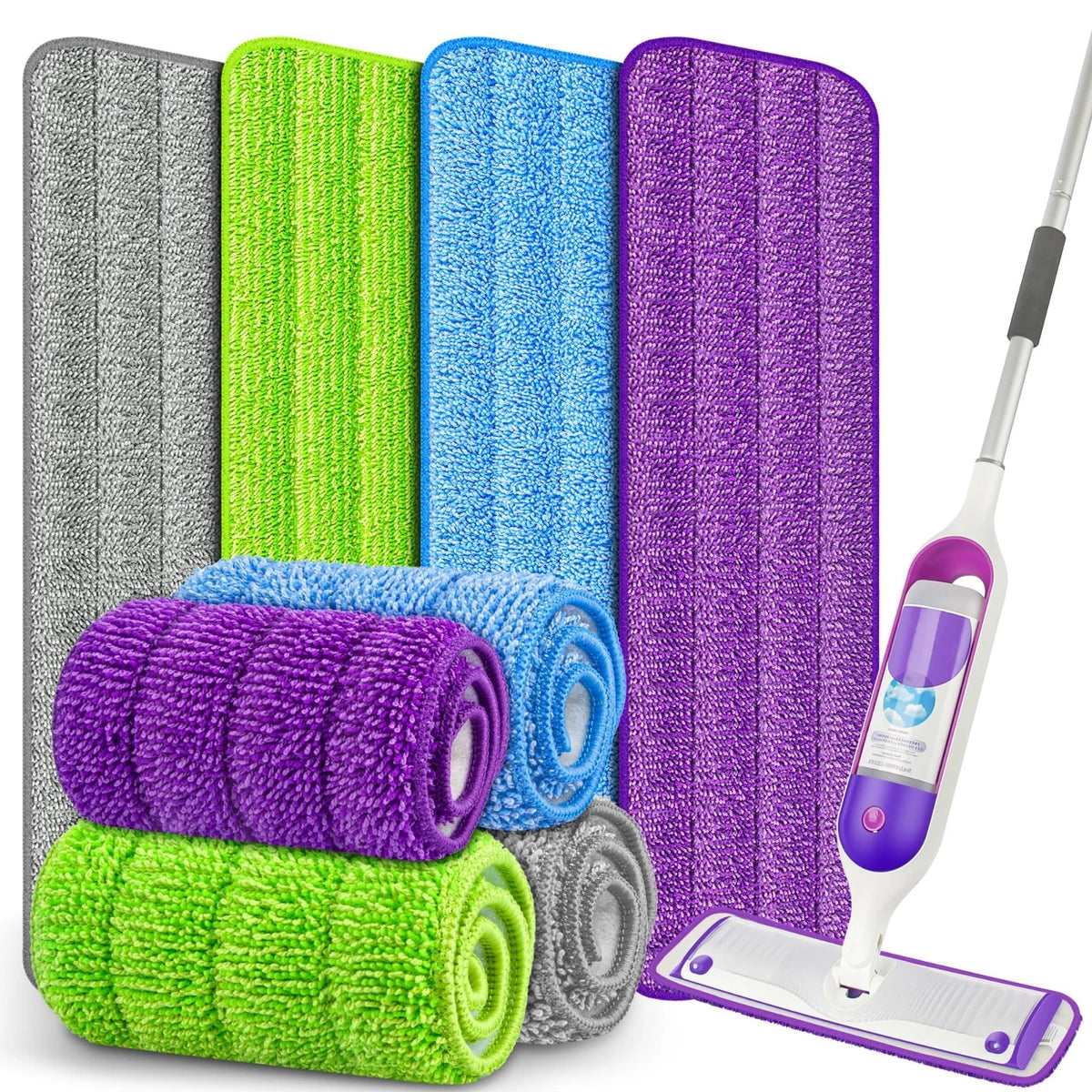 8 Pack Reusable Mop Pads for Swiffer PowerMop, Power 8 PACK, Multicolor