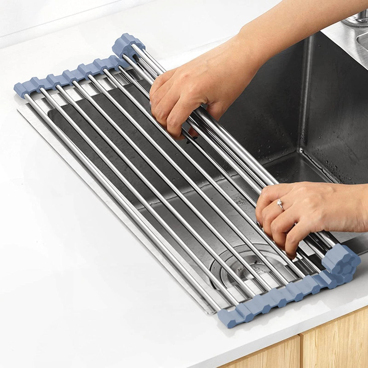 Over The Sink Dish Drying Rack, Roll Up Dish Drying Rack Kitchen Dish Rack