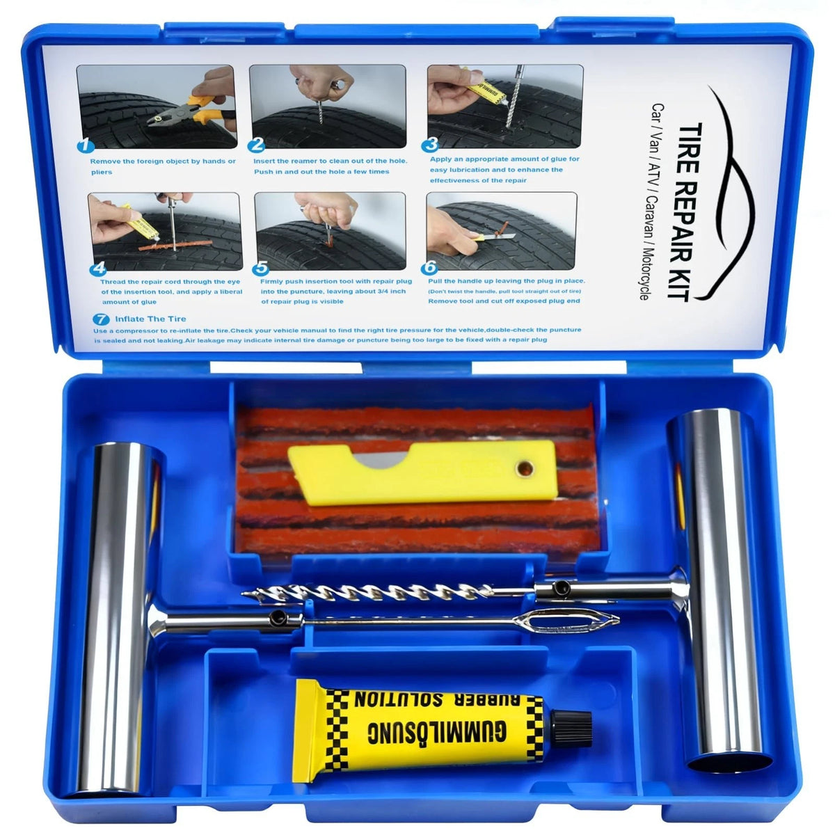 Tire Repair Kit with Plugs, Tire Plug Kit Heavy Duty Professional for Car, ATV