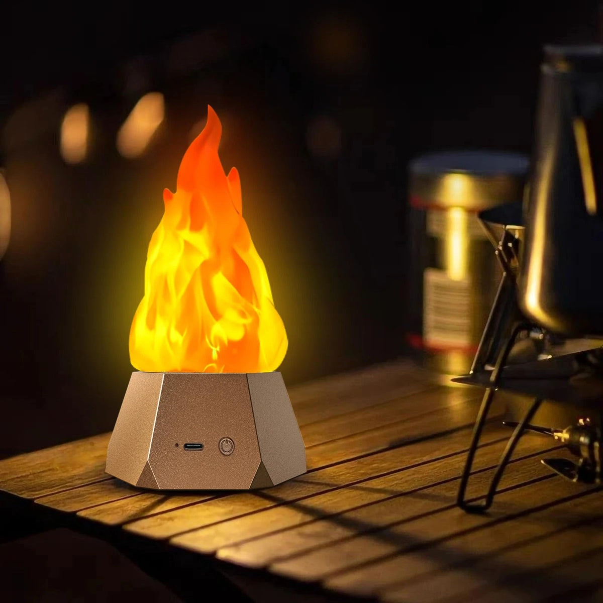 Fake Fire Lamp Usb Rechargeable Flameless Candles With Flickering Flame 3mode Le