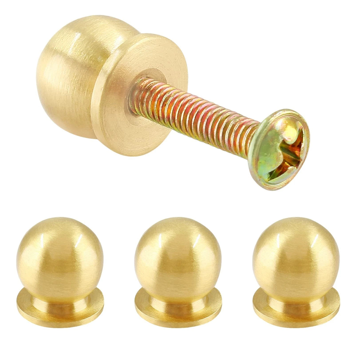 4 Packs Mini round Solid Brass Knobs, 1/2 Inch Diameter Brass Pulls, Gold Mini D