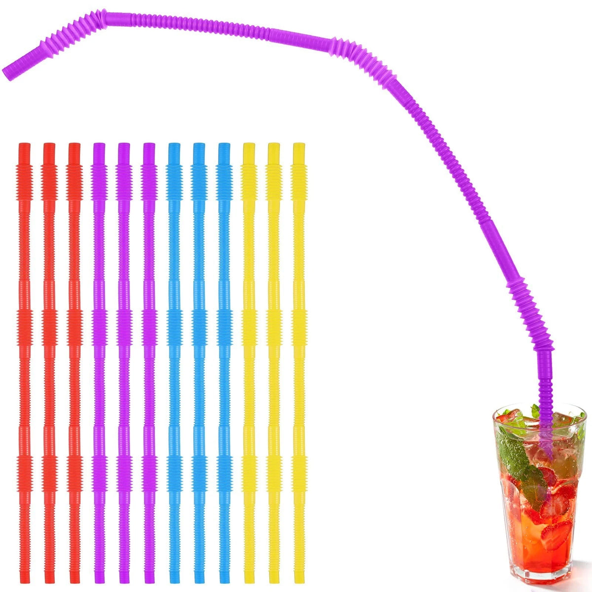 12PCS Extra Long Flexible Drinking Straws 28