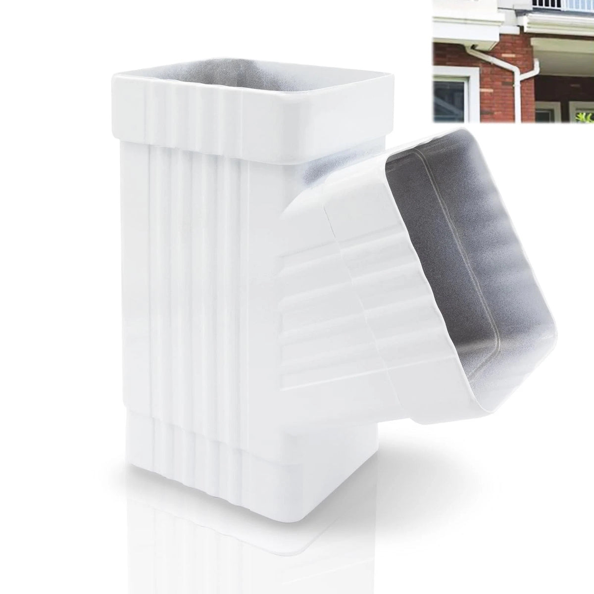 Gutter Y Downspout Connector, Y Square 3x4inch, White