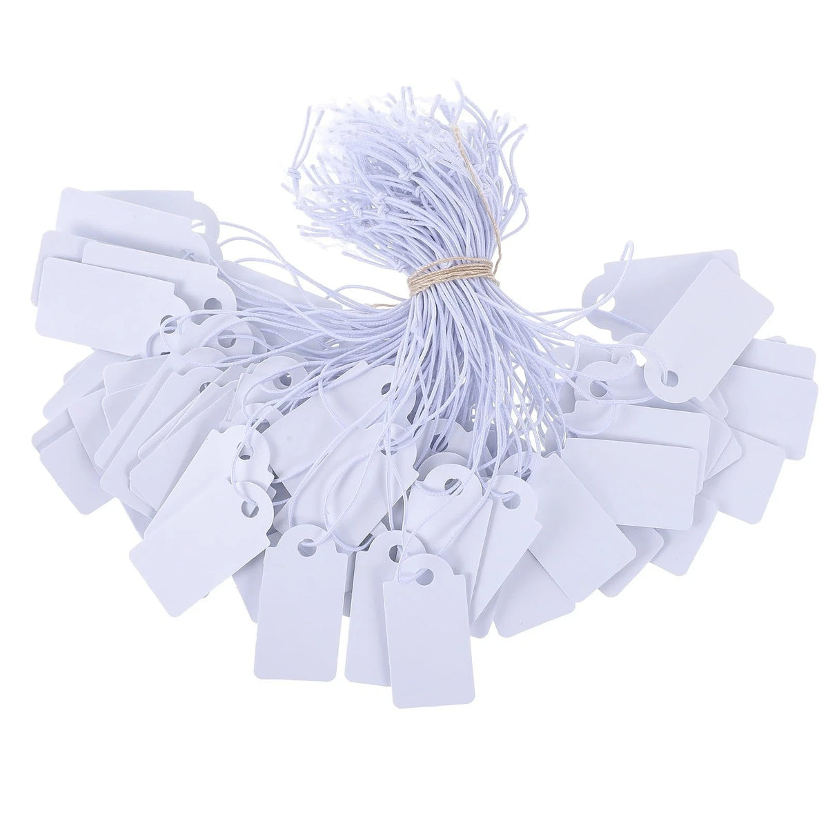 200 Piece Small Tags with Elastic String White Hang Price Tags 1.02×0.47inch Wri