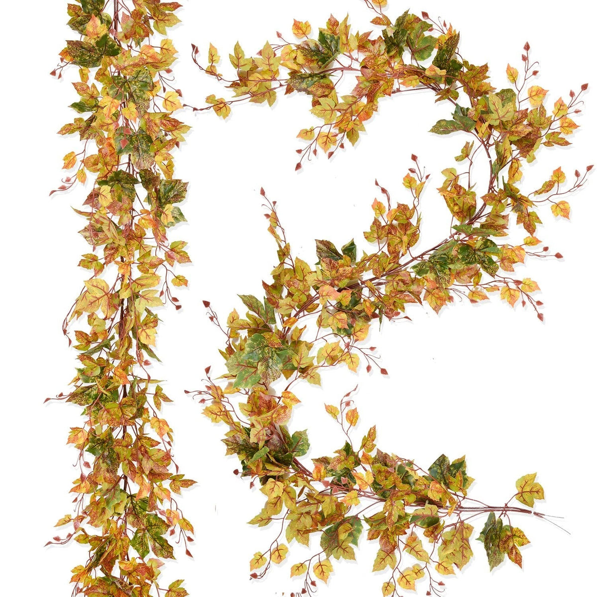2 Pack Fall Maple Leaf Garland Clearance - 6.5Ft/Piece Artificial Fall Foliage G