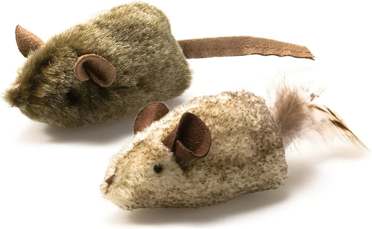 Play-N-Squeak Twice the Mice Cat Toy, 2Pc (Interactive Catnip Toy, Real