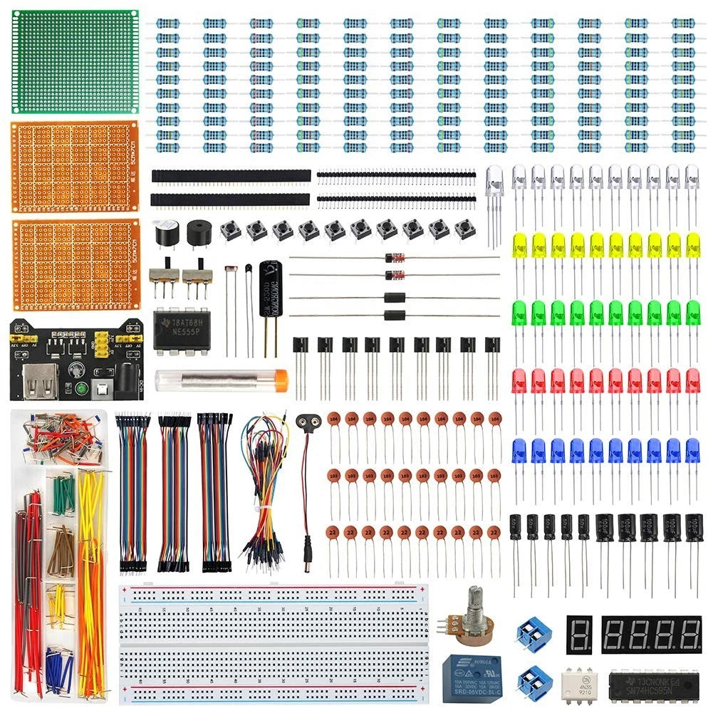 Electronics Component Fun Kit W/E-Book, Upgraded Electronic Starter Kit with Bre
