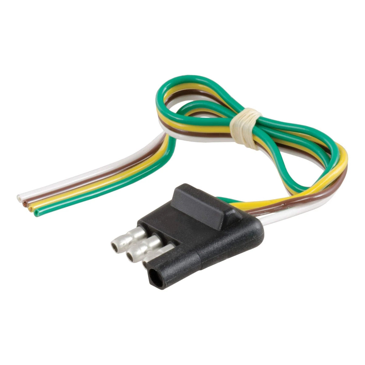 Durable 4-Pin Flat Wiring Plug with 12-Inch Wires for Easy Trailer Hookup