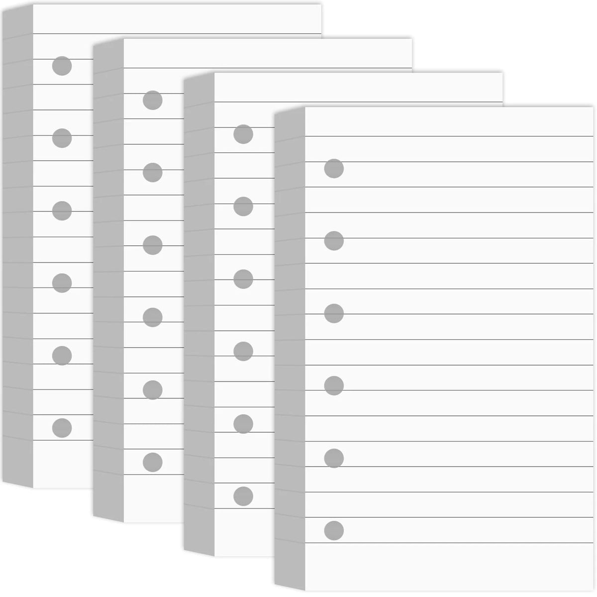 400 Sheets Blank Lined Paper Refill for 3 X 5 Binders 6-Ring Memo Refill Paper M