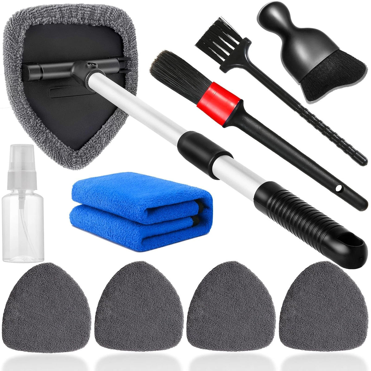 Qydipclin 10pcs Windshield Cleaning Tool Inside Car Window Cleaner Wash Gray