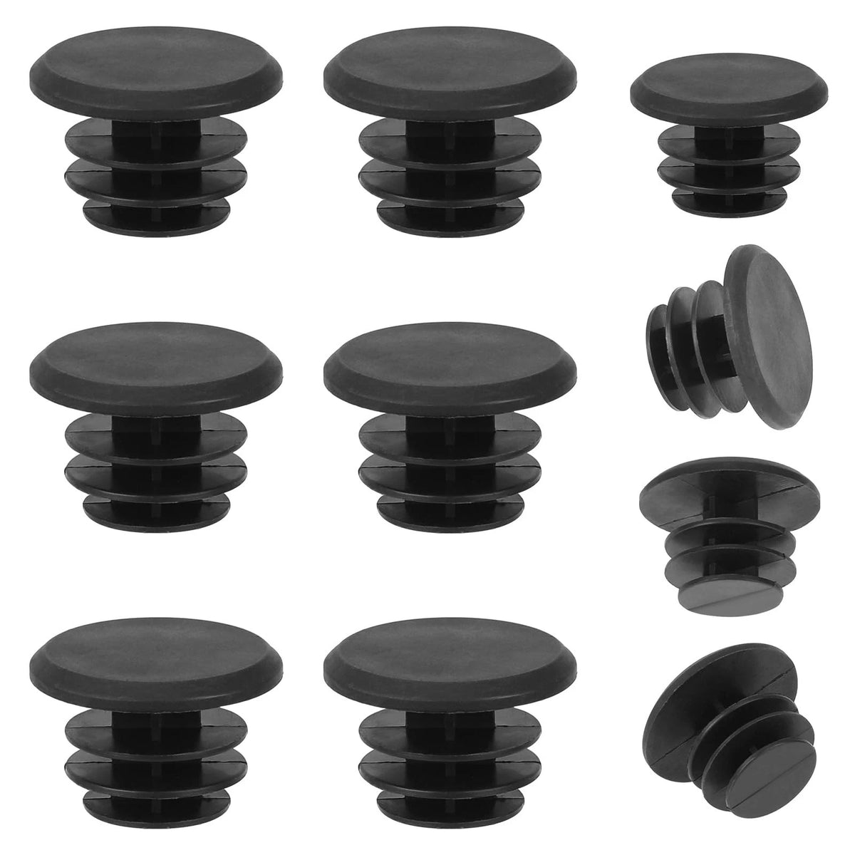 10-Piece Black Plastic Bike Handlebar Plugs - Bar End Caps for Road & Mountain