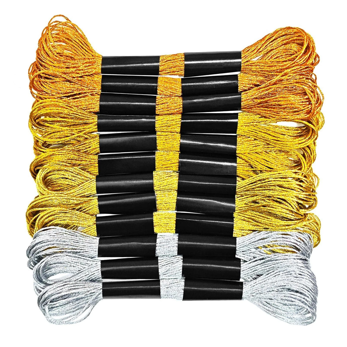 12 Skeins Metallic Embroidery Floss, Gold and Silver Embroidery Thread, Multi-Pu