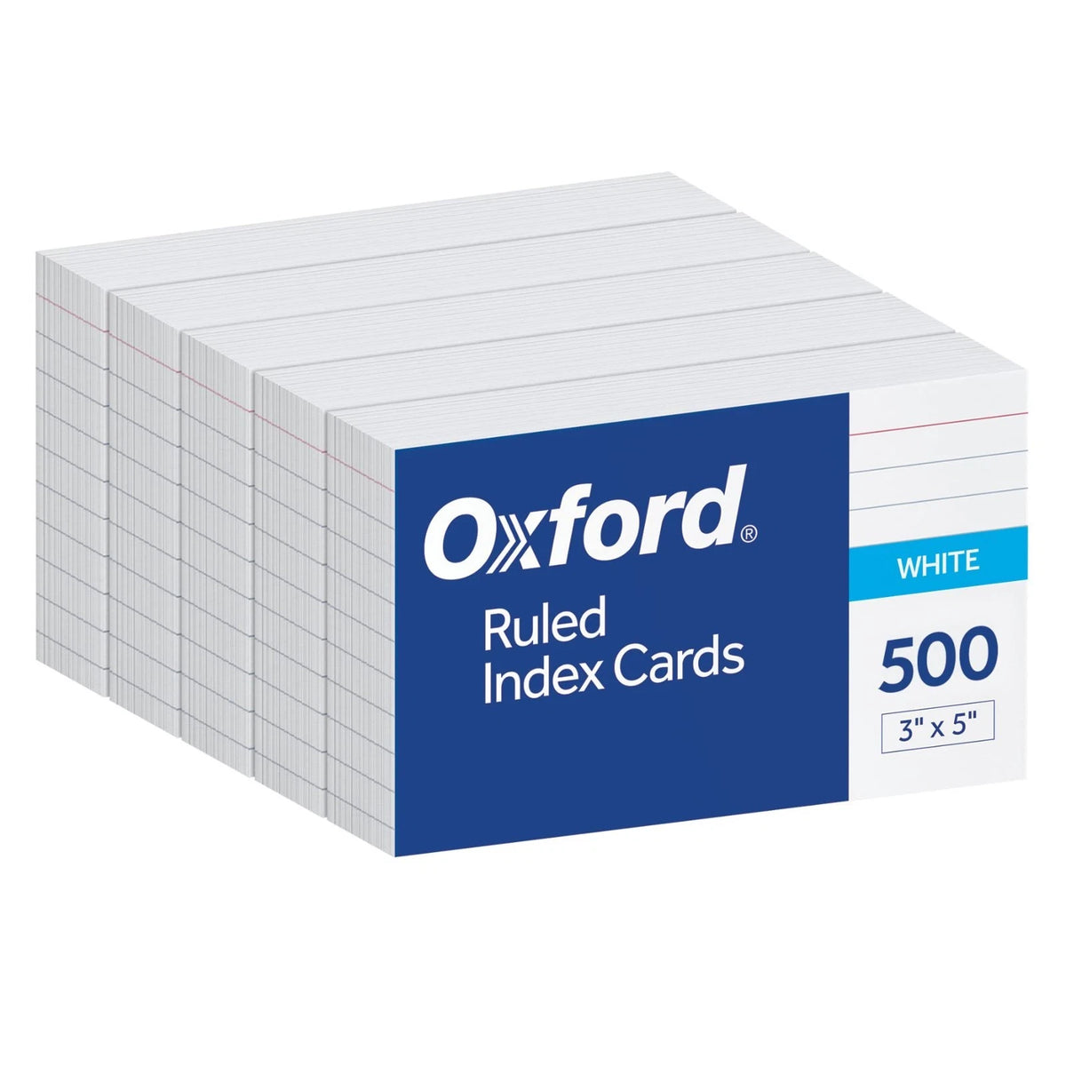 Index Cards, 3 x 5 Inches, White, Lined on Front, Blank on Back 500 Count 5 Pack