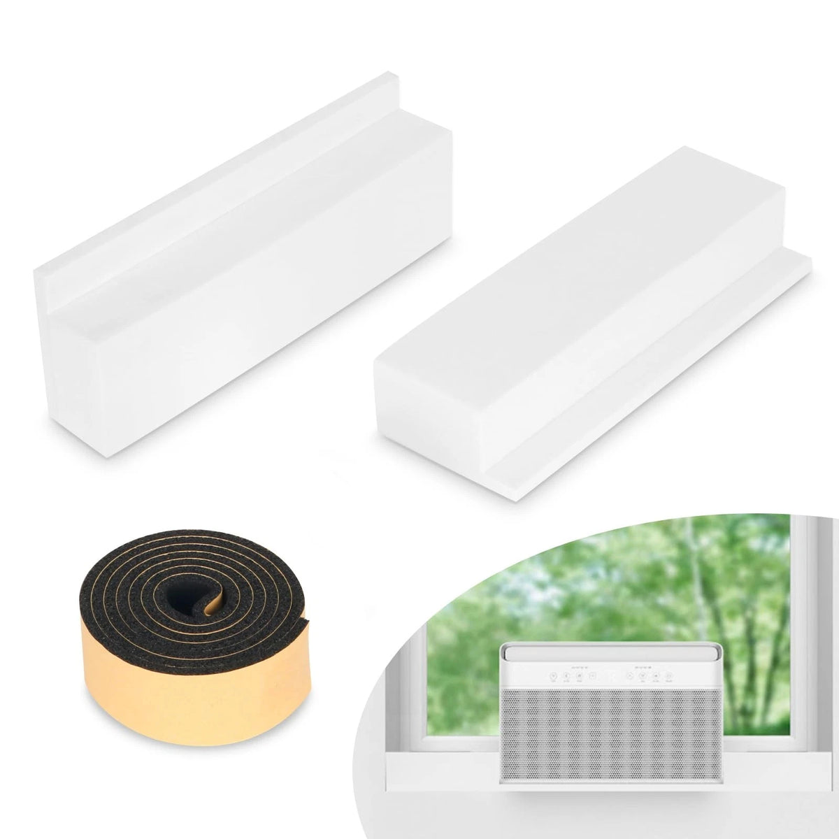 Insulation Foam Block 2 Pack, for U-Shape Window Air Conditioner Units with Foa