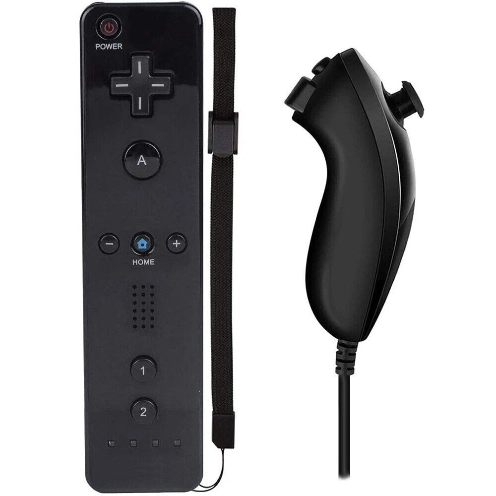 Black Remote Wiimote Nunchuck Controller Set Combo for Nintendo Wii Game