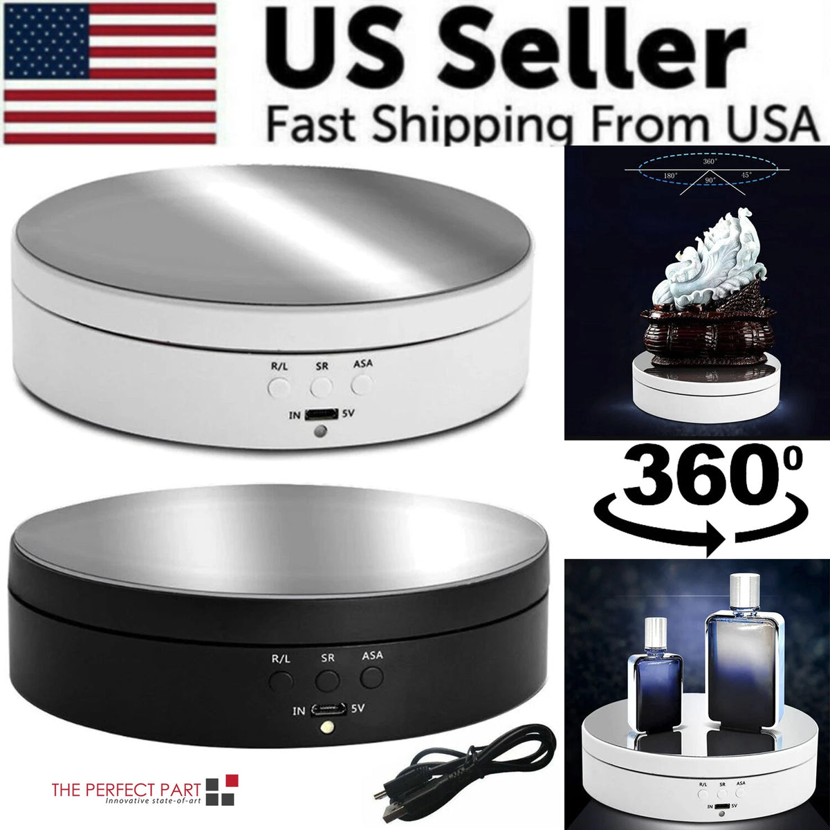 360?Electric Motorized Rotating Display Stand Jewelry Photography Show Holder