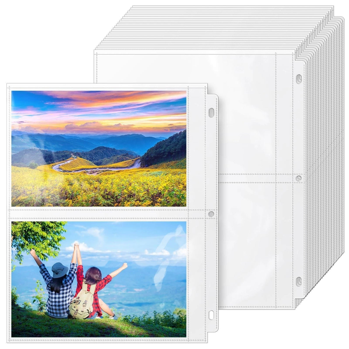 50 Pack 5x7 Photo Sleeves for 3 Ring Binder Clear Double Sided 200 Pockets