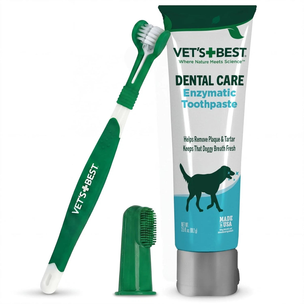Vet's Best Dog Toothbrush & Enzymatic Toothpaste Kit - Teeth Cleaning, 3.5 Fl Oz