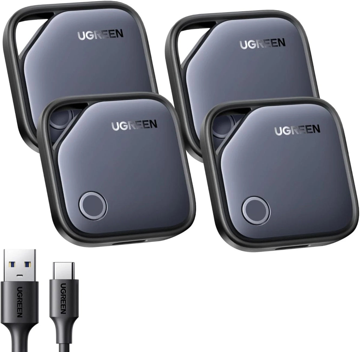 UGREEN FineTrack (iOS Only)Air Tracker Tags 2 Pack, 1-Year USB-C Rechargeable Ba