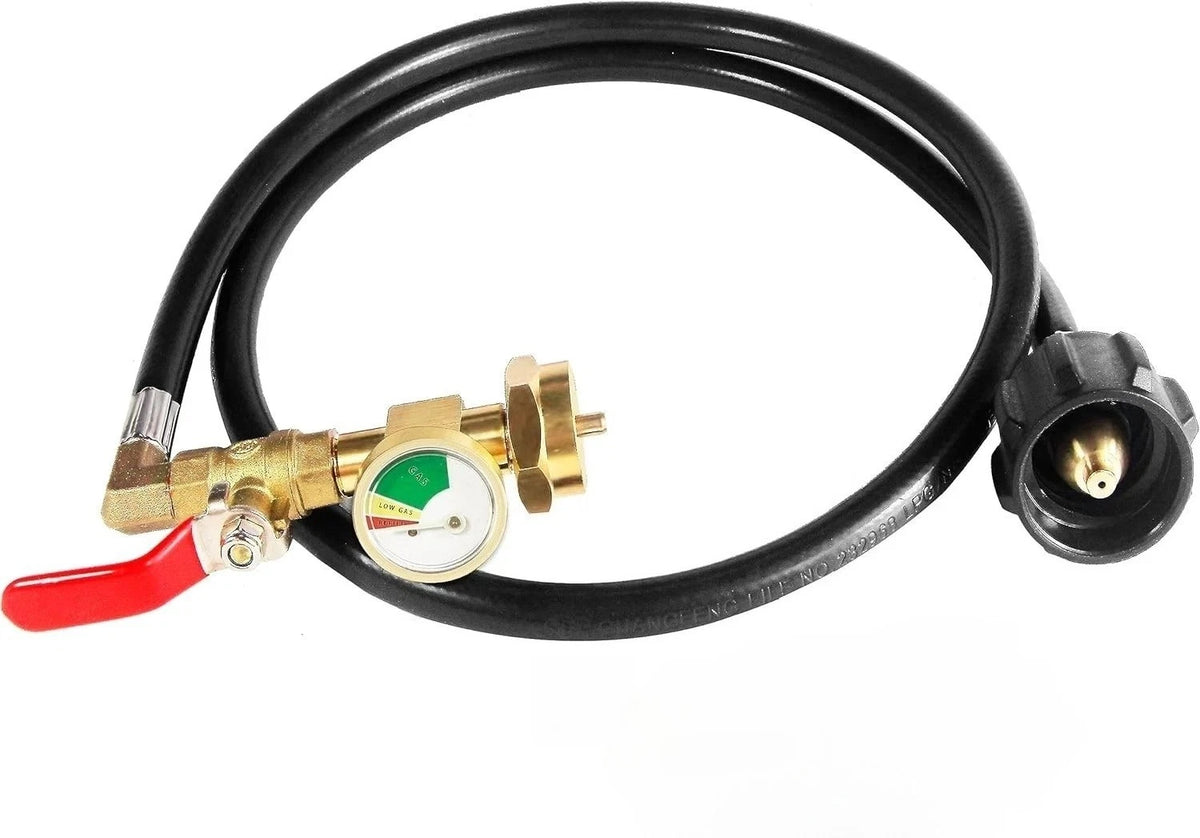 4FT Propane Adapter Refill Adapter Hose, Universal QCC1/Type 1 with Propane Gaug
