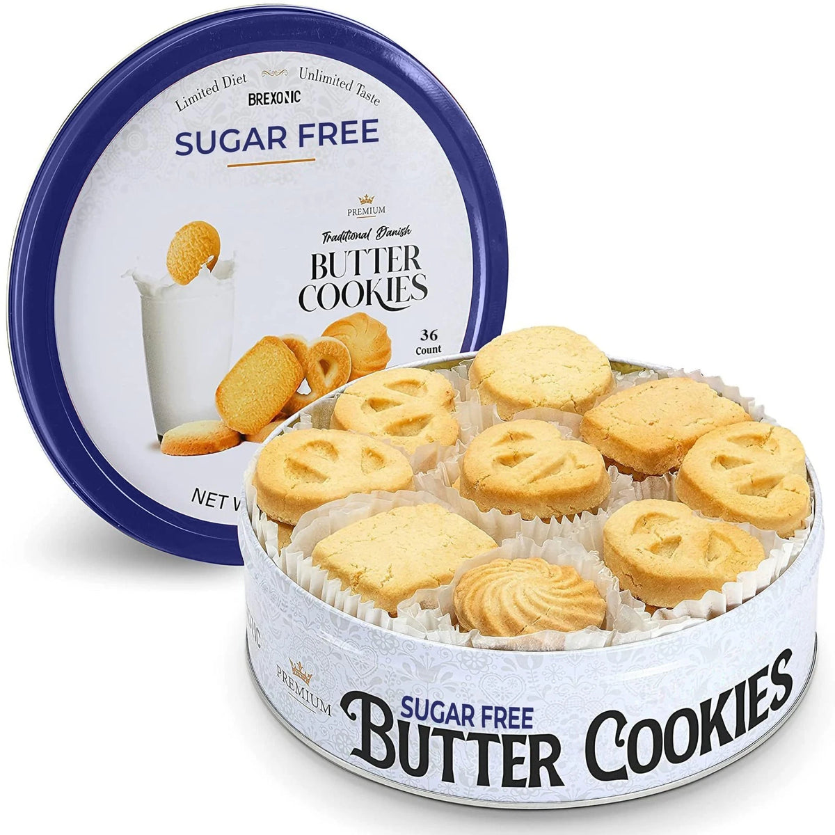 Sugar Free Traditional Danish Butter Cookies, 36 Count, (1 Pk, 10.9 oz.