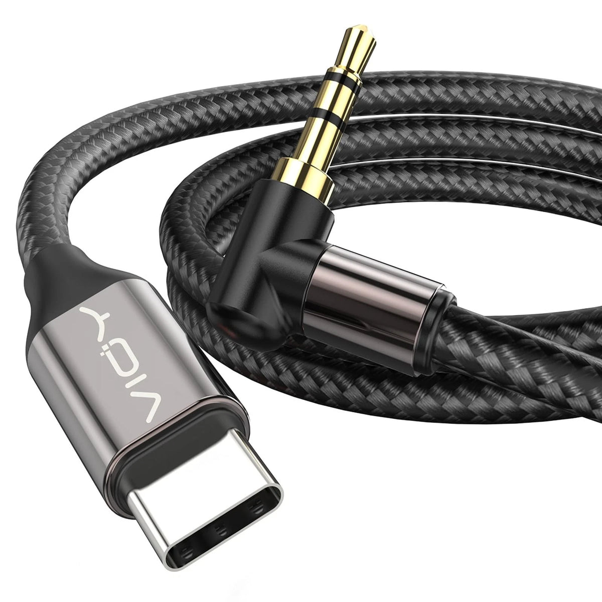 VIOY USB C to Aux Cable 3.3 FT, 3.5mm Male Right Angle Cord 3.3FT, black